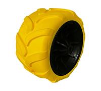 Qianly Direct Replacement Solid PU Wheel for Camping Folding Wagon Utility Cart, Black Yellow