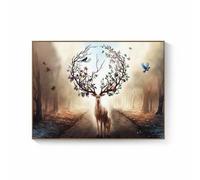 Qianly Distribution Panel Cover Cover Circuit Breaker Concealer Electrical Panel Opening Oil Canvas Suitable for Living, 60 40cm Covers 48 30cm, B - Mother and Child Deer