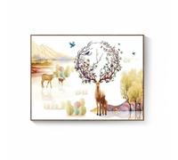 Qianly Distribution Panel Cover Cover Circuit Breaker Concealer Electrical Panel Opening Oil Canvas Suitable for Living, 60 40cm Covers 48 30cm, C - Forest Deer