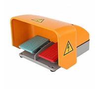 Qianly Double Foot Pedal Switch Momentary Double Footswitch Pedal fire -Retardant Foot Switch with Aluminum Housing for Machinists, Welders, Workshops