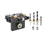 Qianly Dowel Jig Kit Woodworking Aluminum Alloy with 6/8/10/12mm Bits Punch Drill Guide, Black 15mm Side Hole