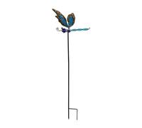 Qianly Dragonfly Garden Stake Outdoor Decoration Glow in The Dark Fairy Garden Accessories Metal Yard Art for Walkway Flower Pot, Blue