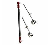 Qianly Drum Pedal Connector Double Bass Pedal Link Rod Assembly Drum Beater Set Metal Hardware Aluminum Alloy Link Bar, Aluminum Alloy Black And Red Connecting Rod With 2 Adjustable Felt Head Beaters