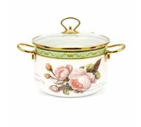 Qianly Enamel Cooking Vessel Decorative Bird Pattern Soup Pot Ceramic Lid Suitable for Braising Steaming Everyday Home Use, Classical Rose Pattern