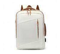 Qianly Expandable Laptop Backpack Travel Backpack Water Resistant for Women, Array, Beige And Coffee, 43x32x20cm