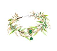 Qianly Fairy Leaf Crown Baroque Headband Elven Circlet for Wedding Cosplay