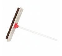 Qianly Floor Cleaning Brush Stiff Scrub Brush Deck Brush Long Handle Broom Wood And PVC Structure suitable for patios decks garages, 40CM, With Handle