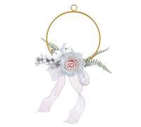 Qianly Floral Hoop Wreath Artificial Rose Flower Wreath Wall Ornament Metal Art Floral Door Decor Garland for Store Prop Celebration, Blue