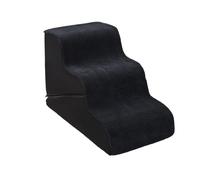 Qianly Foam Pet Stairs Removable Washable Three-Step Foam Step Dog Stairs Lightweight Soft Pet Steps for Injured Pets, Black