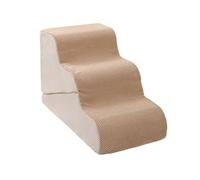 Qianly Foam Pet Stairs Removable Washable Three-Step Foam Step Dog Stairs Lightweight Soft Pet Steps for Injured Pets, Beige