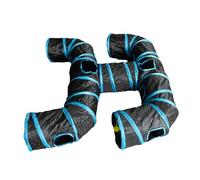 Qianly Foldaing Cat Tunnel Peeking Hole Toy Amusement Funny Multifunctional Exercise Collapsible Pet Play Tube Hideout Activity, Blue Black