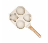 Qianly Four-Cavity Frying Pan handleLook Handle Breakfast Skillet Hanging Hole Cookware, Beige, Beige Heart Star