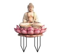 Qianly Garden Stake,Decor Acrylic Atmosphere Props, 2D Buddha Sitting in Lotus Gifts for Yard Porch Fence Patio Lawn