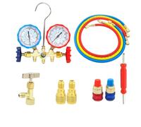 Qianly Gauge Set with Hoses High-Pressure Cooling System Gauge Set Tool for Climate Control Technicians, Mechanics, Refrigeration Maintenance, 536 35-55kg Configuration 1