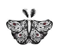 Qianly Halloween Butterfly Cape Lightweight Gift Butterfly Wing Costume for Carnival, Black White
