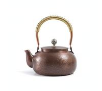 Qianly Hammered Copper Teapot Decorative Handmade Traditional Chinese Kettle, Vintage Pure Copper Construction Tea Pot with Heat-Insulated Handle for Home Office, 1.2L, Drum Hammer
