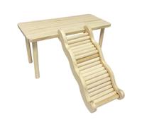 Qianly Hamster Climbing Wooden Ladder Climbing Toy Pet Hideaway Cage Equipment Activity Accessory for Gift Pet House Indoor Use, M table and L ladder