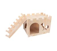 Qianly Hamster House and Habitat Wooden Bunny Castle House Cage Toy Hamster Hideout Small Pet Castle Home for Gerbils Pig