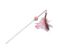Qianly Handheld Teaser Toy Cat Toy Flexible Sturdy Portable Interactive Play Rod for Jumping Training Flip Exercise Chasing, white