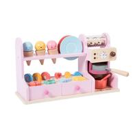 Qianly Ice Shop Playset Tabletop Counter Playset Exploratory-Designed Pretend Imaginative Eatery for Kids, Playroom, Classroom, Korean Style Ice Cream Coffee Shop Pink For Girls