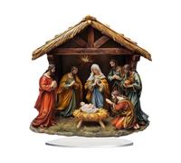 Qianly Jesus Birth Figurine for Christmas, Collectible Acrylic Sculpture for Office Desk