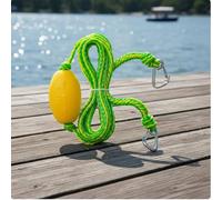 Qianly Marine Mooring Rope Kayak Tow Line Retrieval Rope Dock Line Towing Line with M8 Quick Clip and Floating Core PVC Outer suitable for kayak support boat, Green, Fluorescent Green, 15 Ft 4.6m
