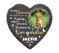 Qianly Memorial Garden Stone Bereavement Headstone Pet Loss Sympathy Gift Heaven Grave Marker Dog Headstone, Heart Style F