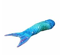 Qianly Mermaid Sleeping Bag Four Season Use Mermaid Tail Blanket Skin Friendly Fish Scale Pattern Blanket for Teens, Kids, Sleepovers, Blue Green, 142-60cm