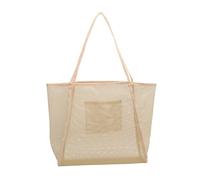 Qianly Mesh Beach Tote Bag Trendy Foldable for Holidays Hiking Street Summer Camping, Khaki