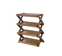 Qianly Miniature Wooden Folding Rack and Space-Saving Foldable Dollhouse Shelf Smooth Polished Finish Four-Tier Miniature Shelf, Style A