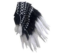 Qianly Native American Indian Headdress Chief Hat Photo Prop Headwear for Themed Party, White