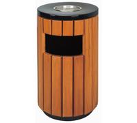Qianly Outdoor Trash Bin Weather-Resistant Trash Bin with Wood Slats Easy to Clean Container for Property Managers