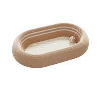 Qianly Oval Cats Scratch Pad Cat Scratching Board with Ball Toy for Couch Carpets Sofas Exercise Play Sisal Bed Cat Scratcher Pad, Brown White