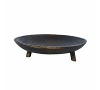 Qianly Oval Wood Tray Shallow Tableware Rustic Style Tabletop Item, Brown, Small Length 29cm, Width 17cm, Height 8cm