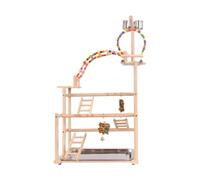 Qianly Parrot Playground Wood Perch Stand Playpen Pet Bird Playstand for Small Birds Conures