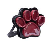 Qianly Paw Print Showcase Backpack Large Capacity Paw Backpack Japanese Style Multi-Window Convertible Bag for Collectors, Casual Outings, Black Red