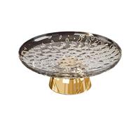 Qianly Pedestal Fruit Bowl, Food Storage Tray, Decorative Bowl for Kitchen Countertop, Gray and Gold