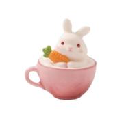 Qianly Pendant with Teacup Adorable Hare Charm for Girls, Single Pendant, Bunny Eating