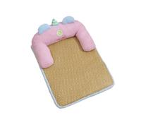 Qianly Pet Lounging Mat Luxurious Pet Mat with Bolster Low-Profile Bedding for Cats, Young Dogs, Indoor, Floor, Peach Monster, Medium 50 40cm