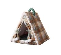 Qianly Plaid Tent Bed | Soft luxurious Exterior, retreat Bed, Semi-Enclosed, Cave with tassel Trim, for Bedroom, pups, Green, L
