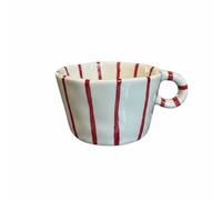 Qianly Polka Dot Mug Set Artisanal Appearance Polka Dot Mug Reusable Porcelain Mugs for Couples, Home, Red, Striped Coffee Cup