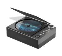 Qianly Portable CD Portable Player with Radio Audio Input Input with Speaker Retro for Bedroom, Black