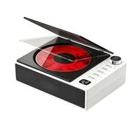 Qianly Portable CD Portable Player with Radio Audio Input Input with Speaker Retro for Bedroom, White
