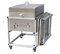 Qianly Portable Gas Pizza Oven, Silver Stainless Steel with Folding Cart, Quick Heating Outdoor Pizza Maker for Garden Dining