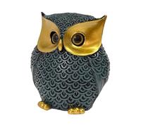 Qianly Resin Owl Statue Accent Decoration Craft Unique Figurine Animal Sculpture for Housewarming Gift Cabinet Festivals Bar Bedroom, Blue