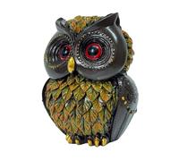 Qianly Resin Owl Statue Accent Decoration Craft Unique Figurine Animal Sculpture for Housewarming Gift Cabinet Festivals Bar Bedroom, Green