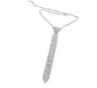 Qianly Rhinestone Necklace Tie Glitter Chain Adjustable, Costume Accessories, Decorative Shine for Women Girls Necklace Necktie, Silver