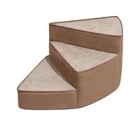 Qianly Right-Turning Spiral Pet Staircase Padded Curved-Shaped Pet Stair with Wedge Steps Gentle Slope Cat and Dog Climbing Staircase for Kittens, Older Pets, Dark Brown