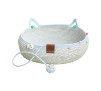Qianly Rope Woven Cat Bed Basket Small Dogs Couch Wear Resistant Winter Summer Cute Comfortable Scratching Sofa Cat Scratcher, M