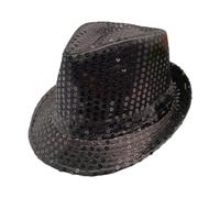 Qianly Sequins Fedora Funky Party Cowgirl Hats for Travel Outdoor Beach Masquerade, Black